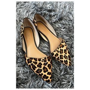 J crew leopard print pointed d'orsay flats